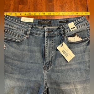 #1025 NWT Judy Blue 18W Plaid Patch Bootcut Denim Jeans